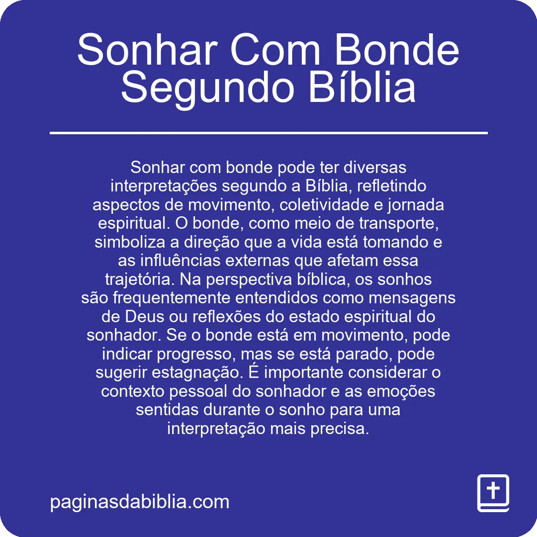 Sonhar Com Bonde Segundo Bíblia