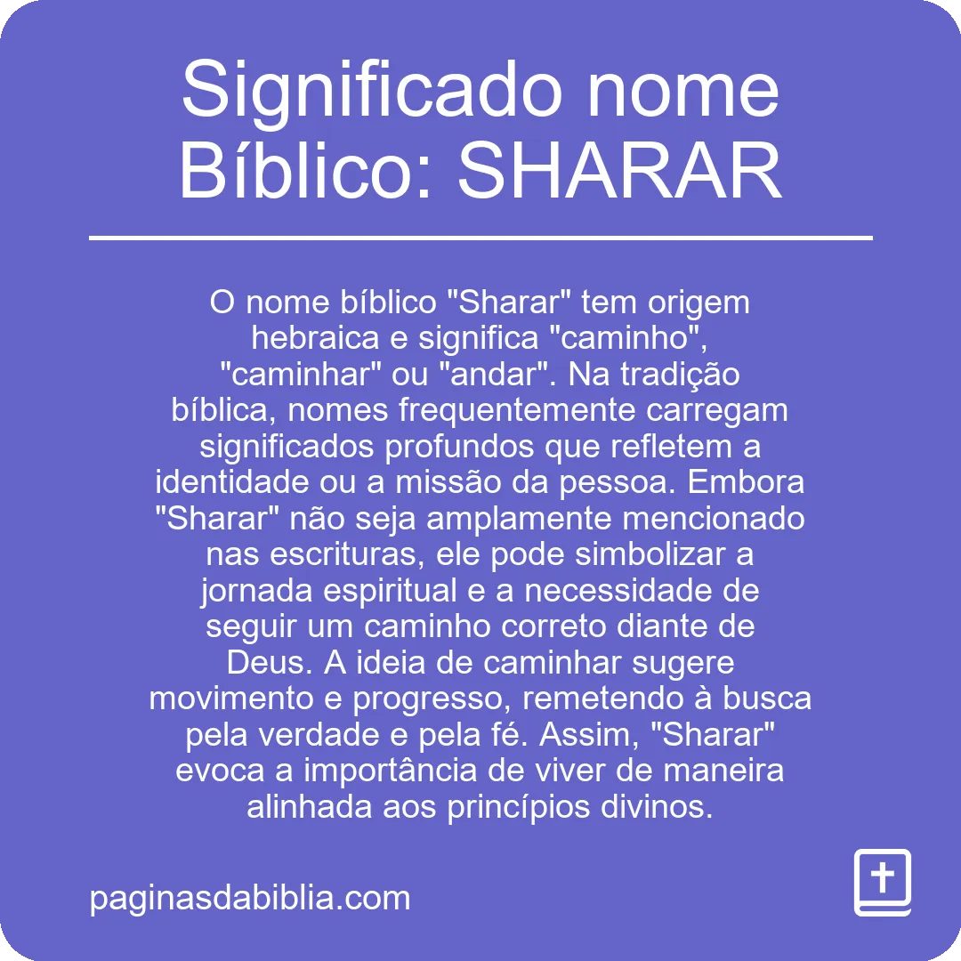 Significado nome Bíblico: SHARAR