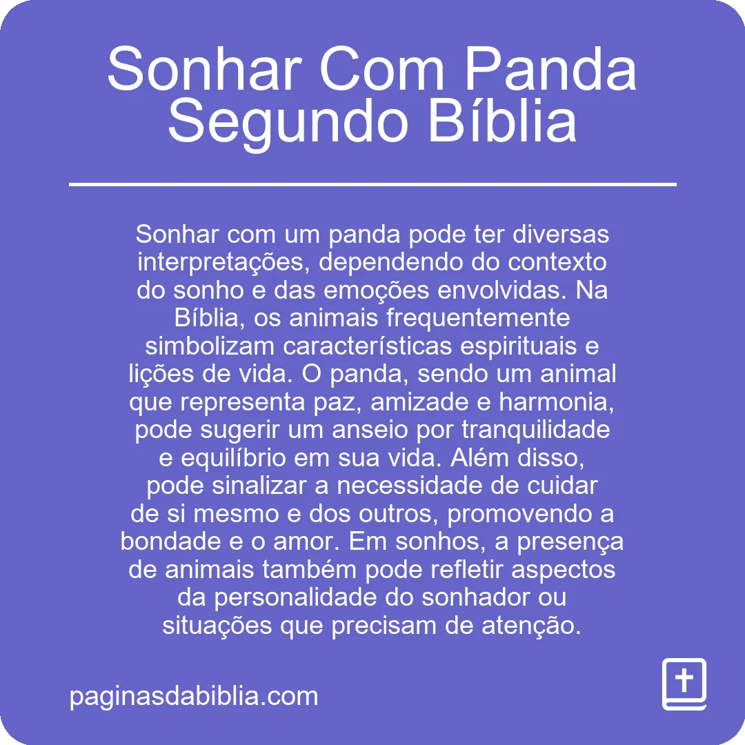 Sonhar Com Panda Segundo Bíblia