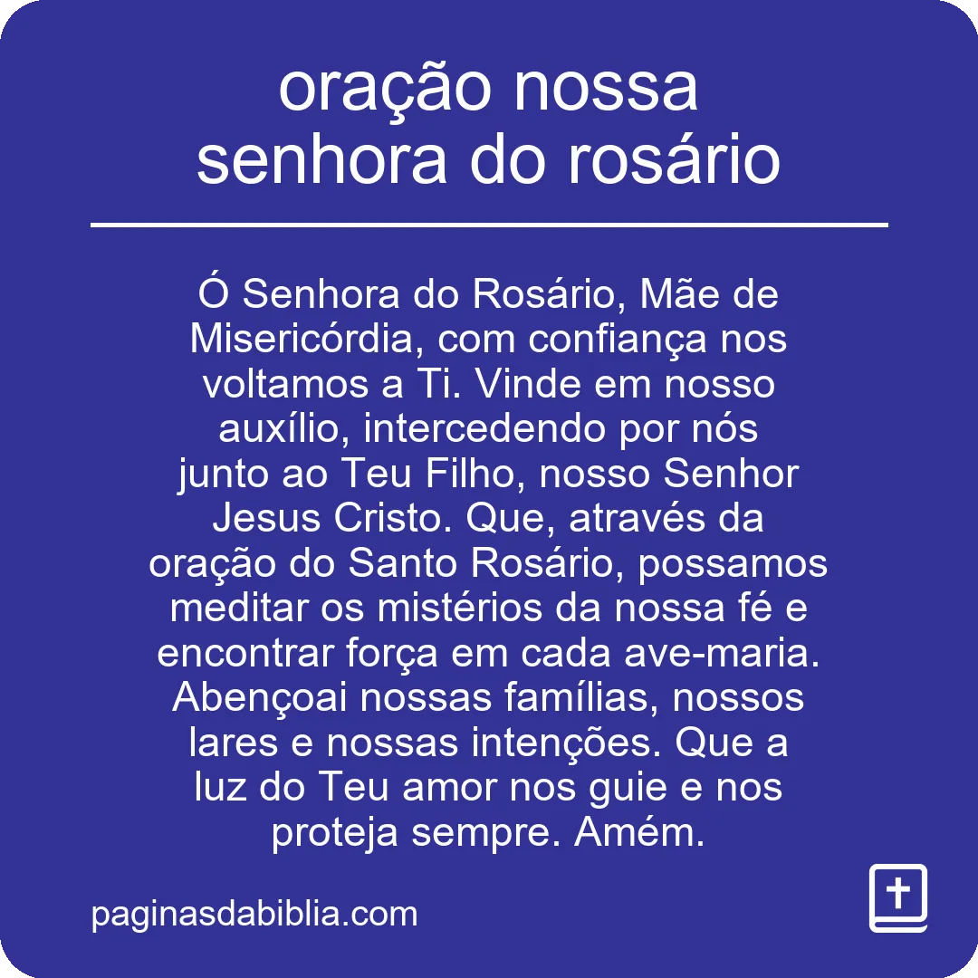 oração nossa senhora do rosário