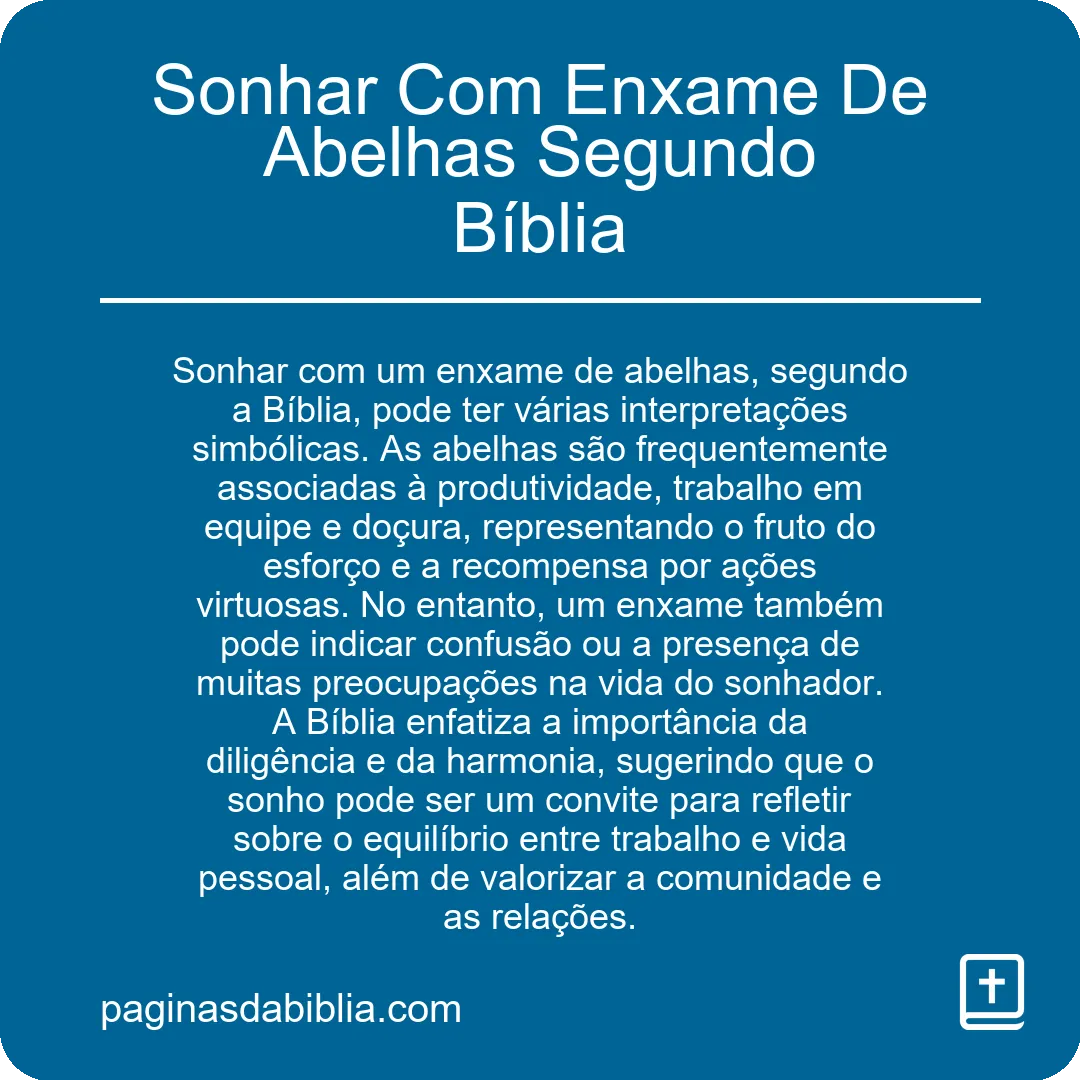 Sonhar Com Enxame De Abelhas Segundo Bíblia