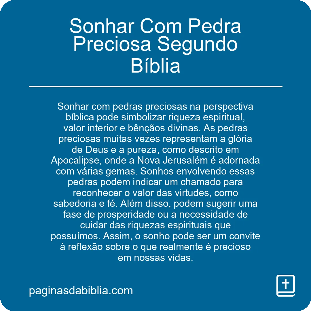 Sonhar Com Pedra Preciosa Segundo Bíblia