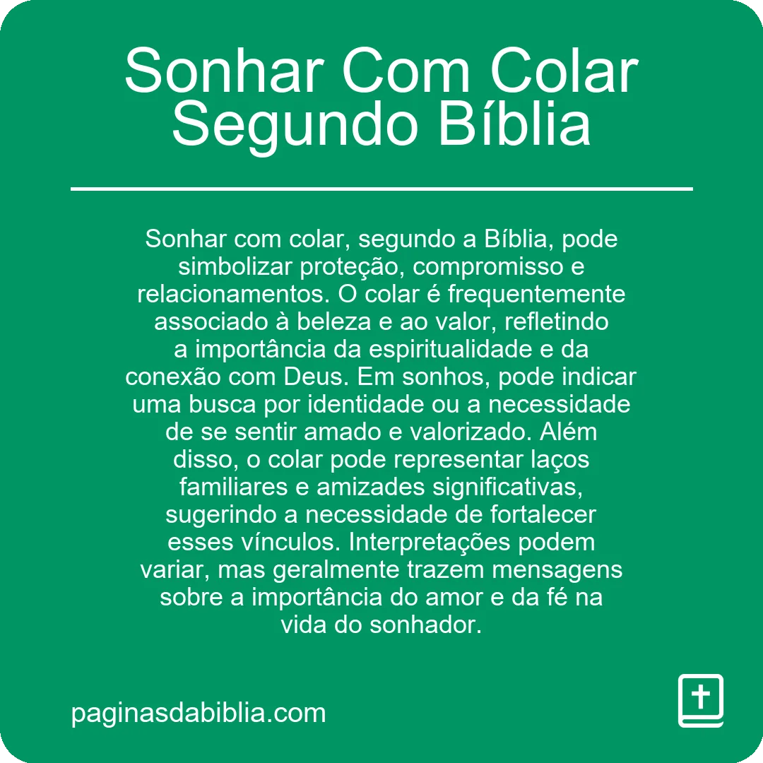 Sonhar Com Colar Segundo Bíblia