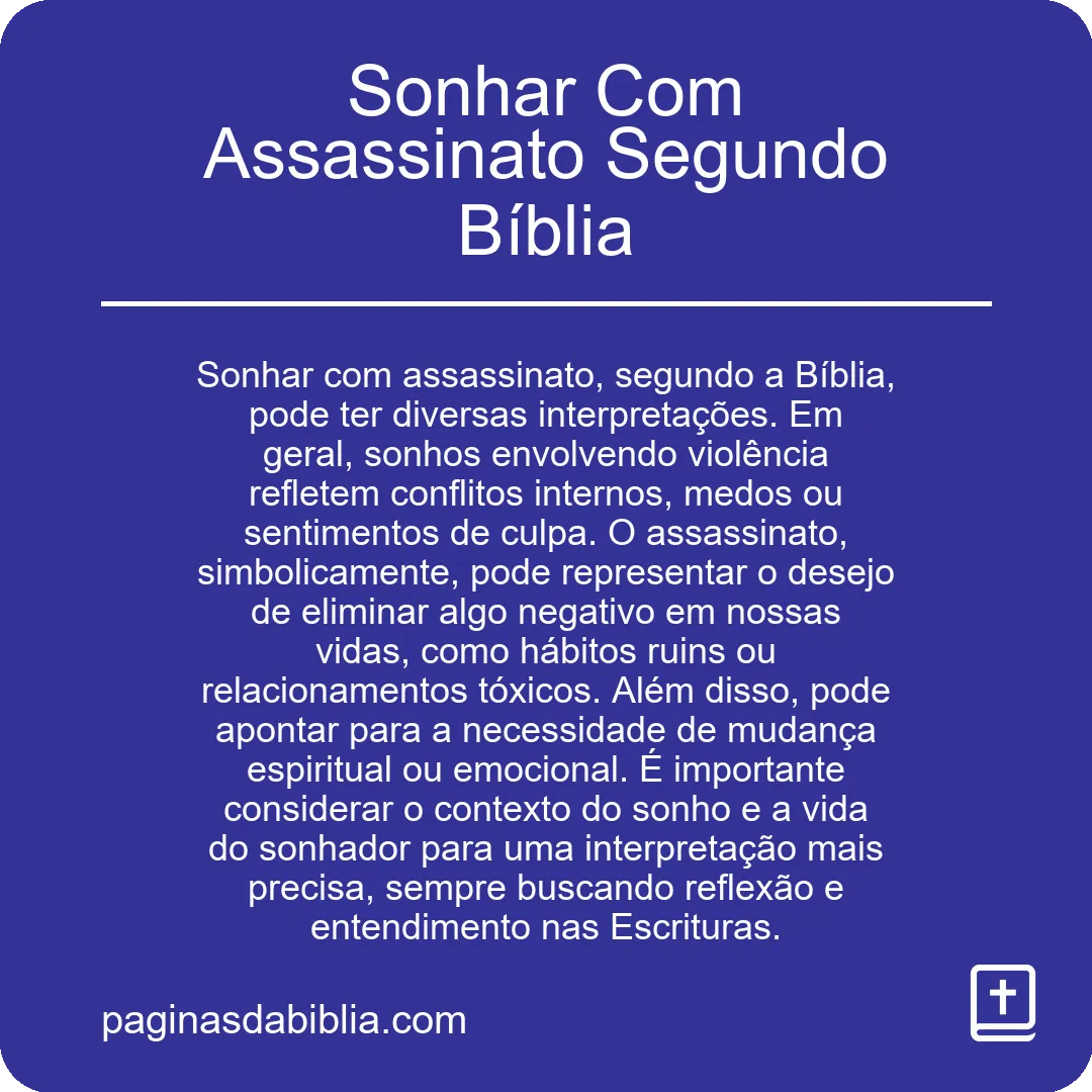 Sonhar Com Assassinato Segundo Bíblia