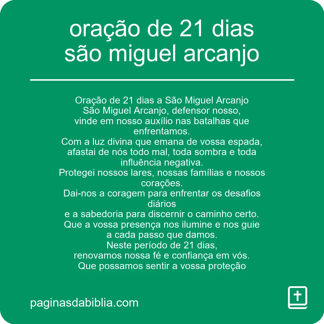 oração de 21 dias são miguel arcanjo