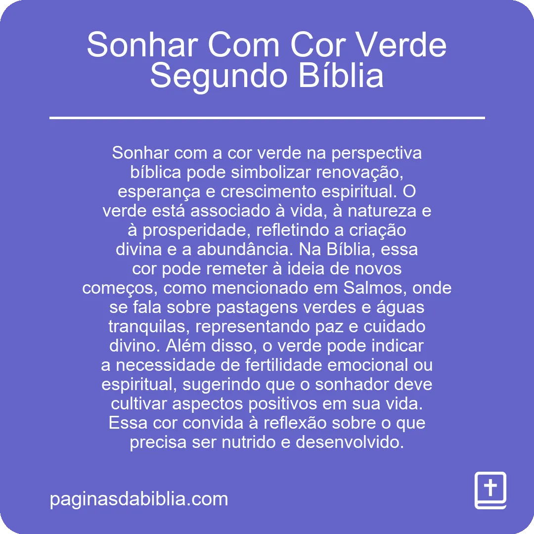 Sonhar Com Cor Verde Segundo Bíblia