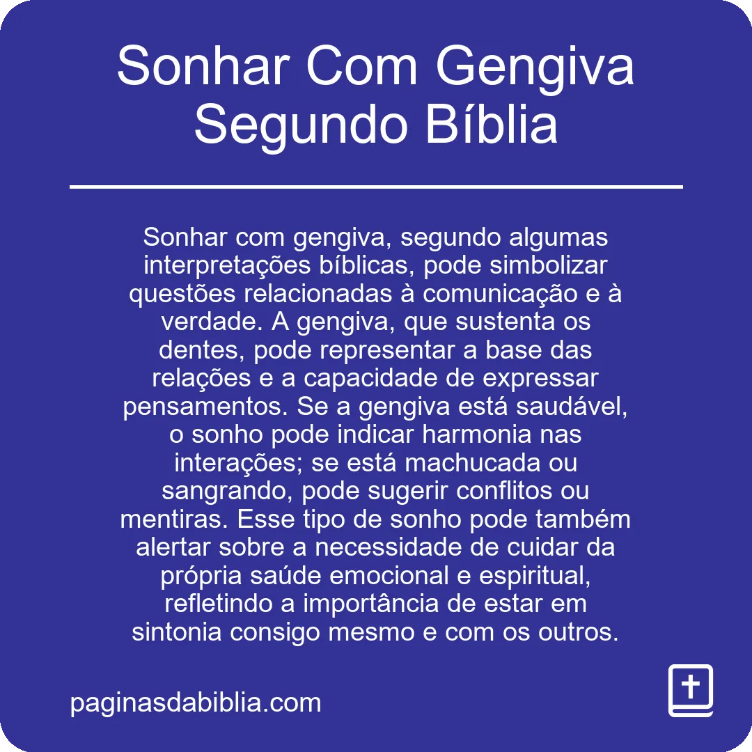 Sonhar Com Gengiva Segundo Bíblia