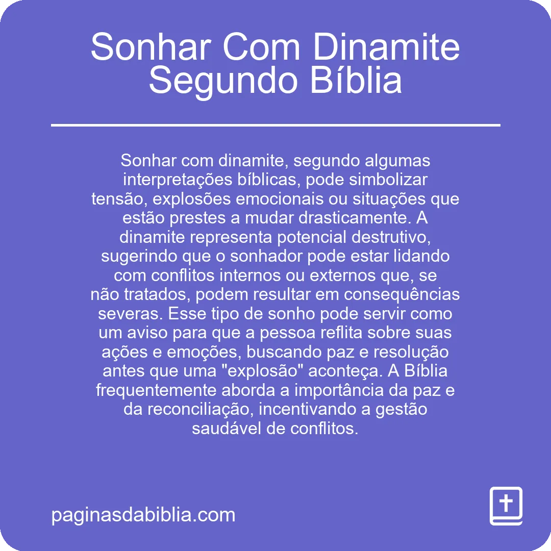 Sonhar Com Dinamite Segundo Bíblia