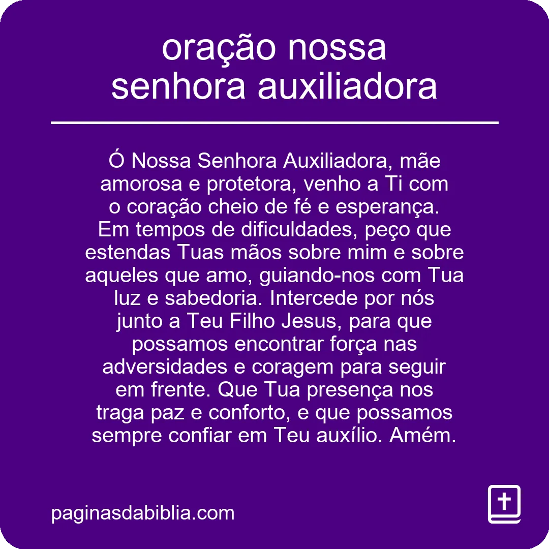 oração nossa senhora auxiliadora