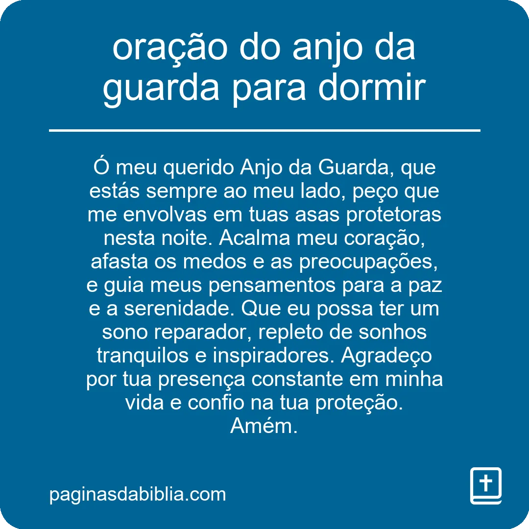 oração do anjo da guarda para dormir