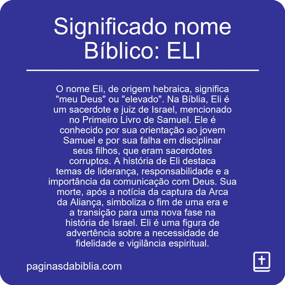 Significado nome Bíblico: ELI