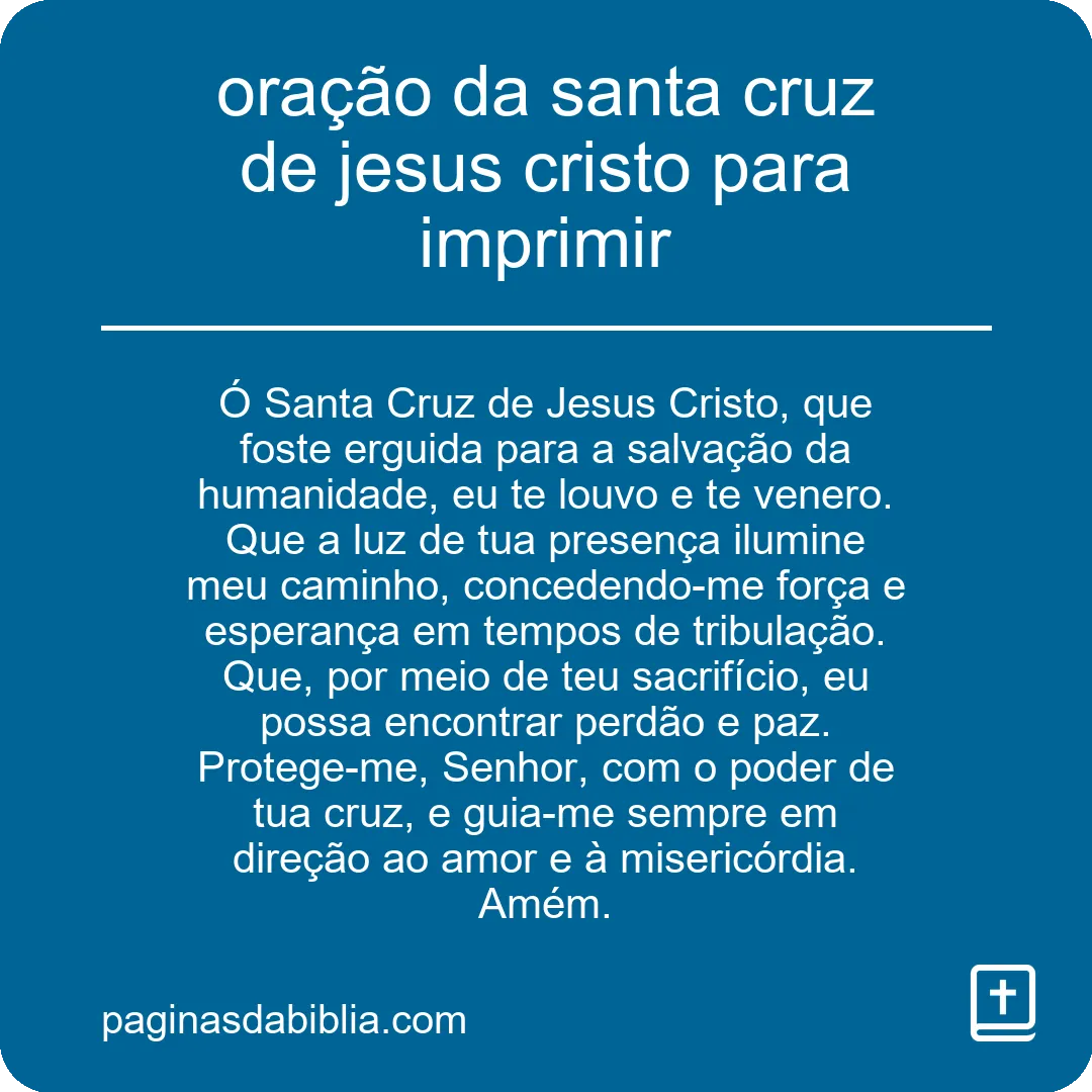 oração da santa cruz de jesus cristo para imprimir