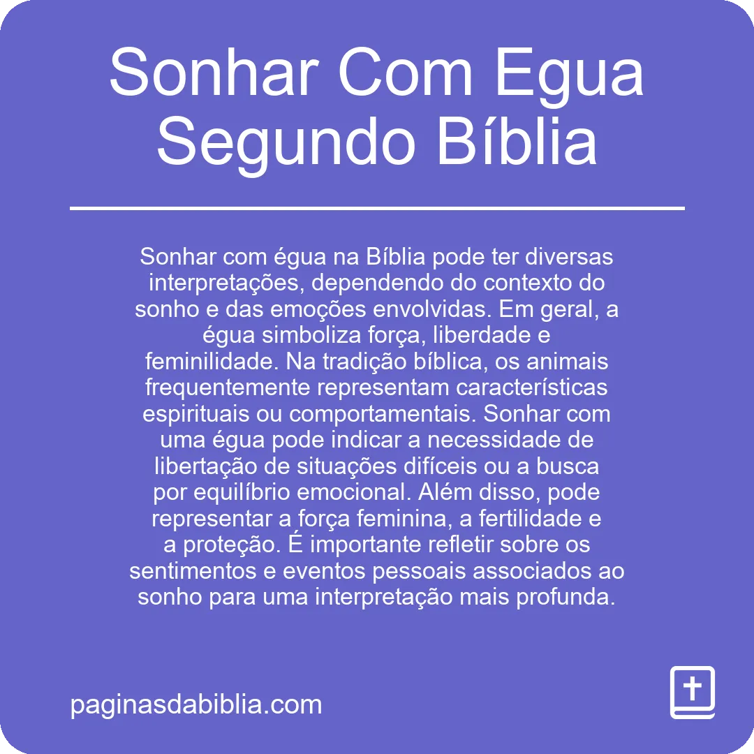 Sonhar Com Egua Segundo Bíblia