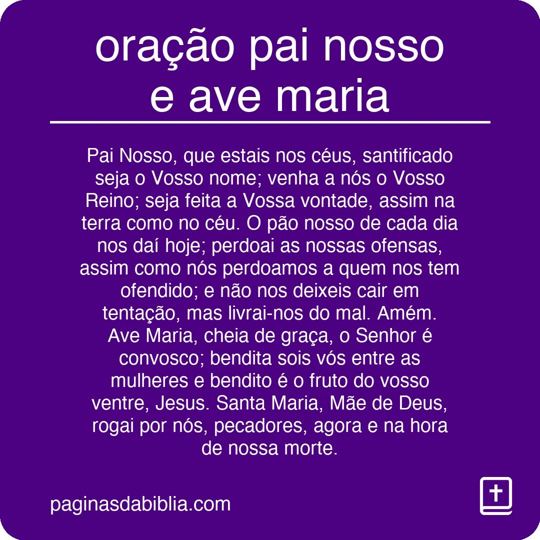 oração pai nosso e ave maria