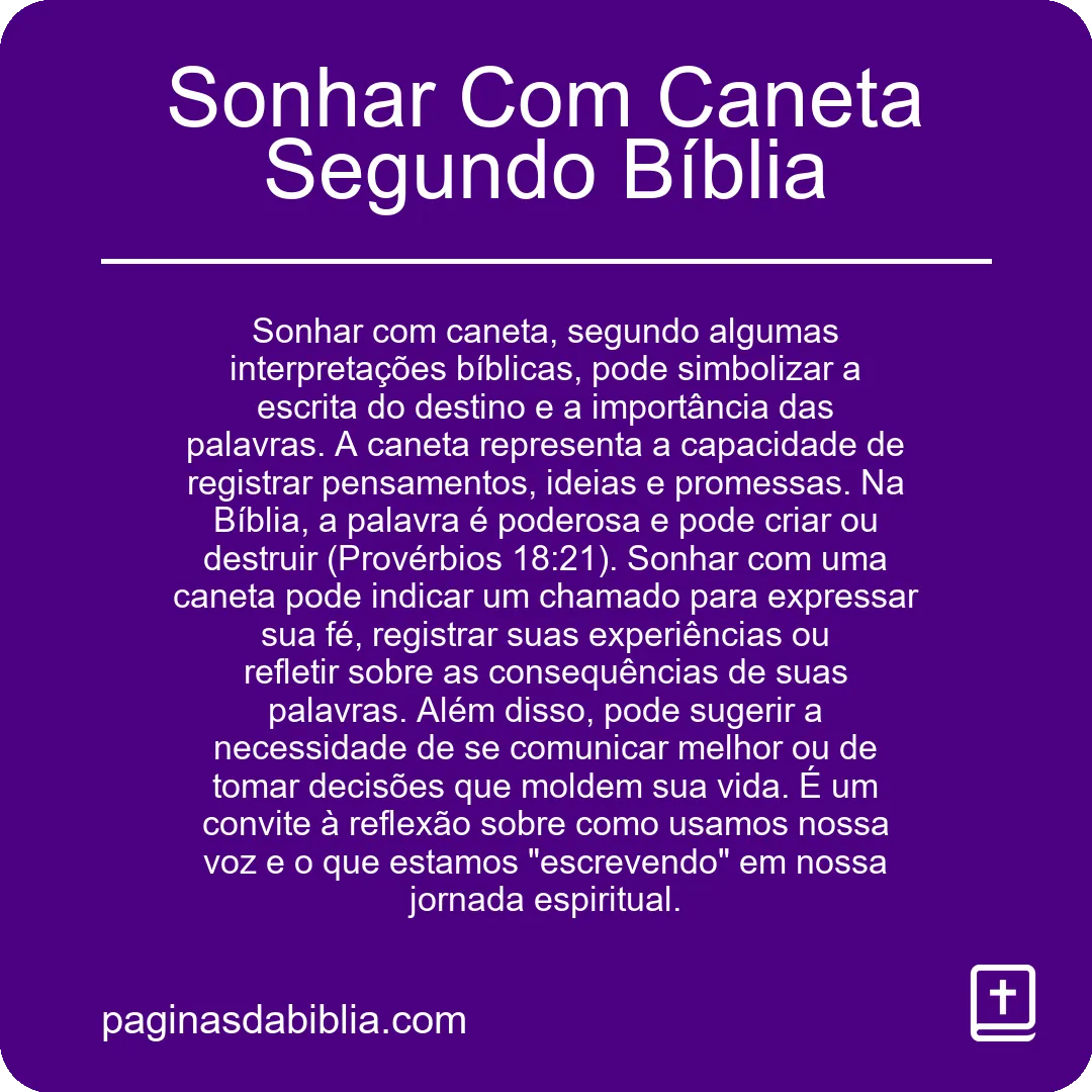 Sonhar Com Caneta Segundo Bíblia