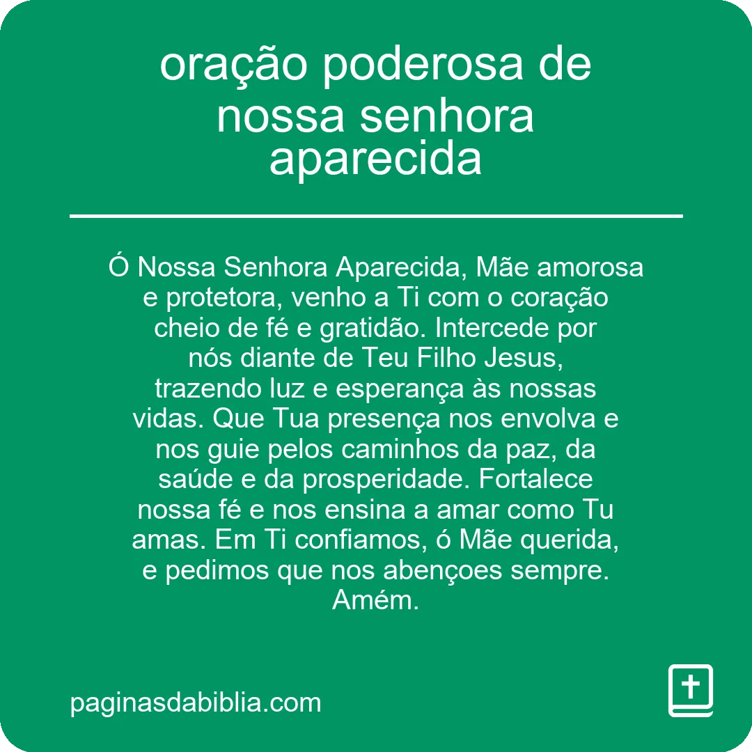 oração poderosa de nossa senhora aparecida