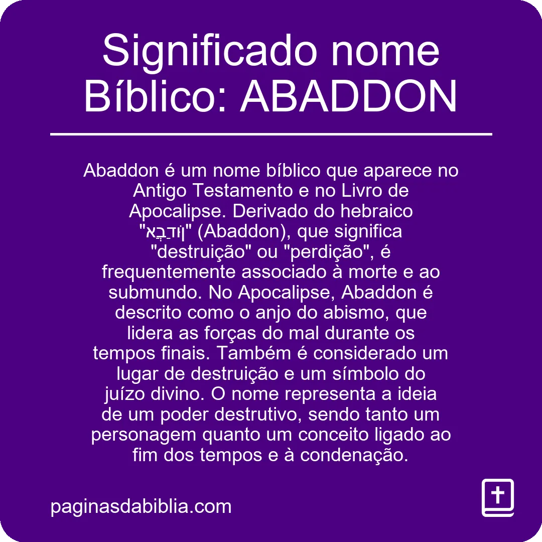 Significado nome Bíblico: ABADDON