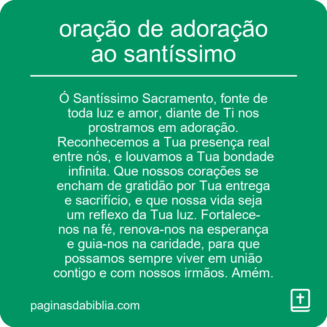 oração de adoração ao santíssimo