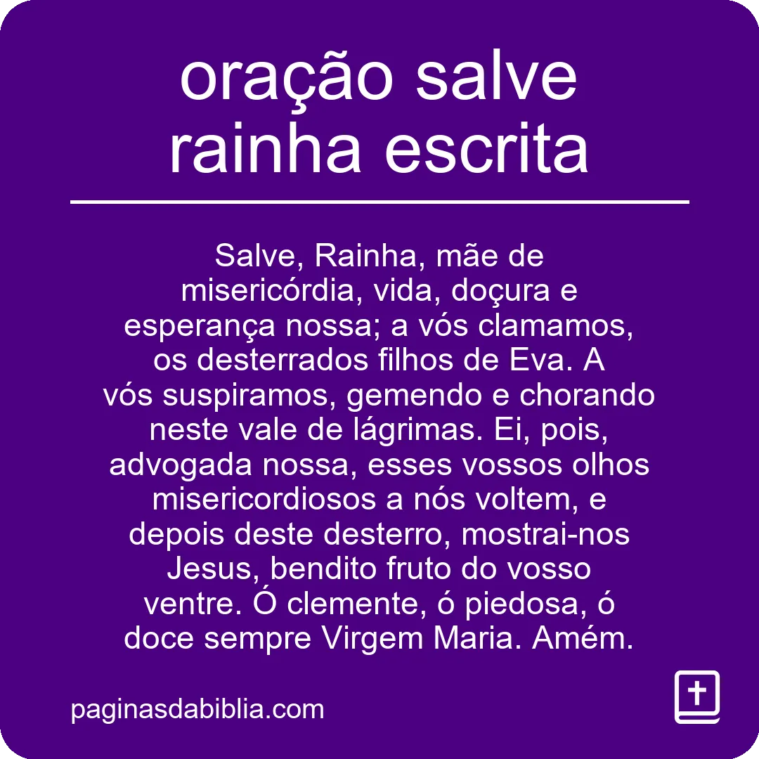 oração salve rainha escrita