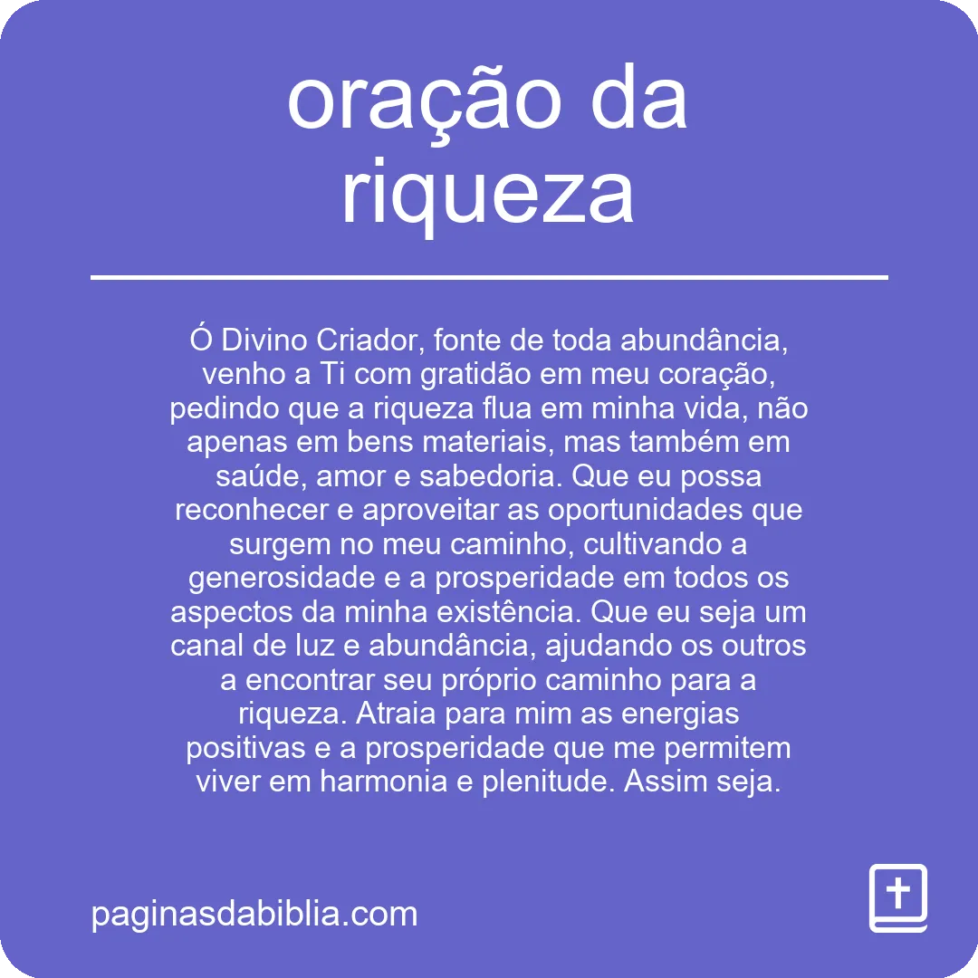 oração da riqueza