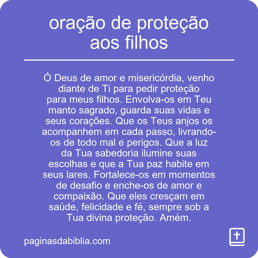 oração de proteção aos filhos