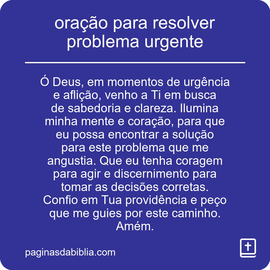 oração para resolver problema urgente