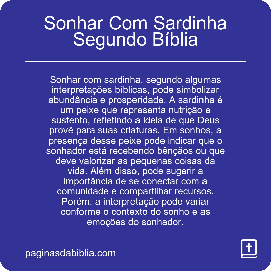 Sonhar Com Sardinha Segundo Bíblia