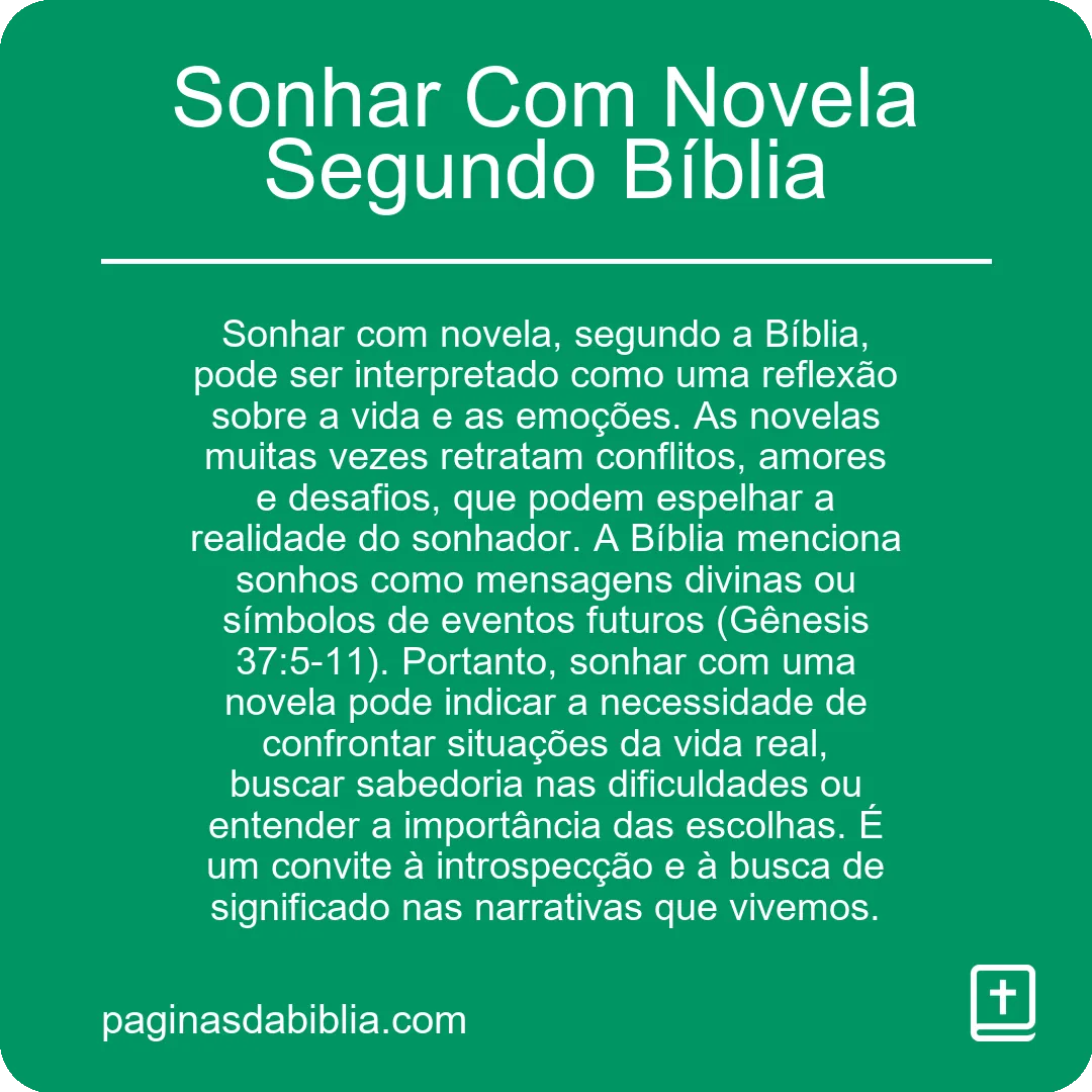 Sonhar Com Novela Segundo Bíblia