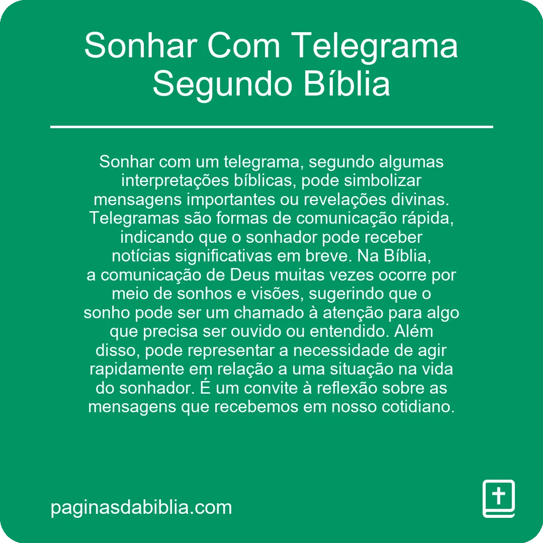 Sonhar Com Telegrama Segundo Bíblia