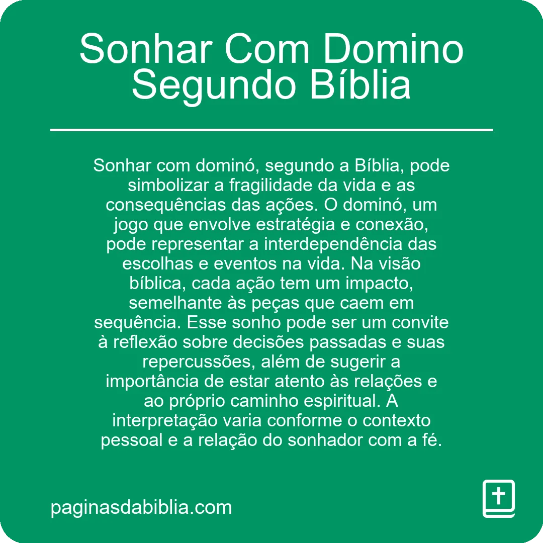 Sonhar Com Domino Segundo Bíblia