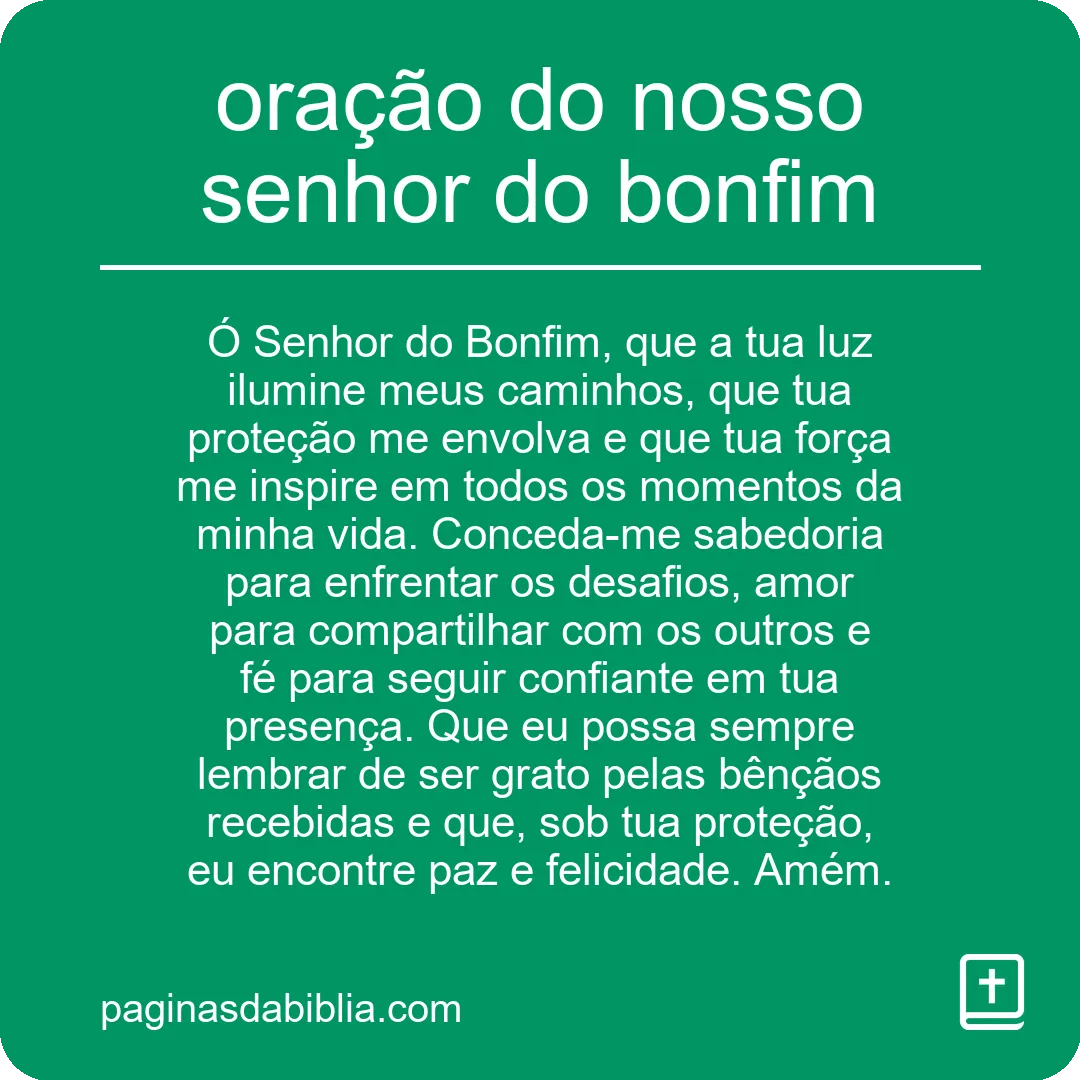 oração do nosso senhor do bonfim