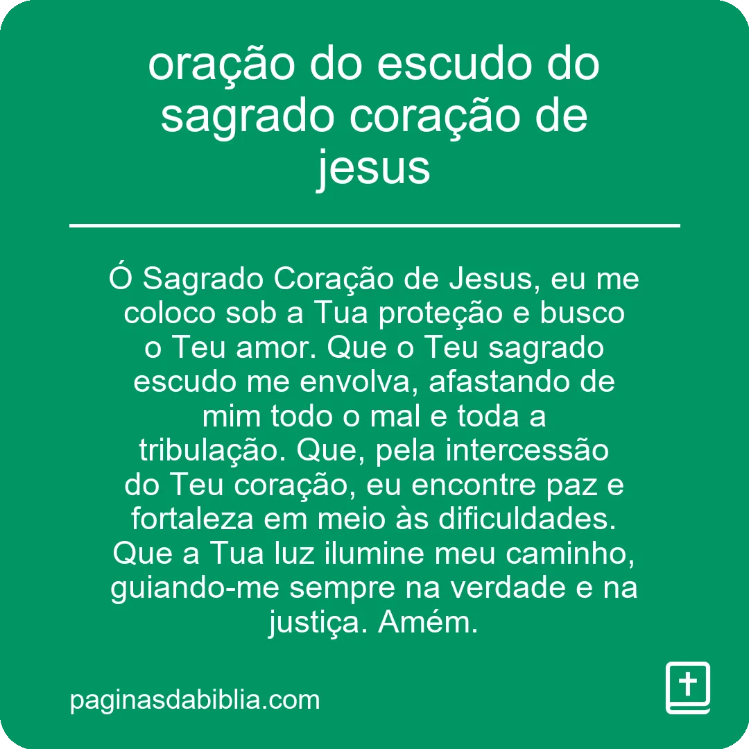 oração do escudo do sagrado coração de jesus