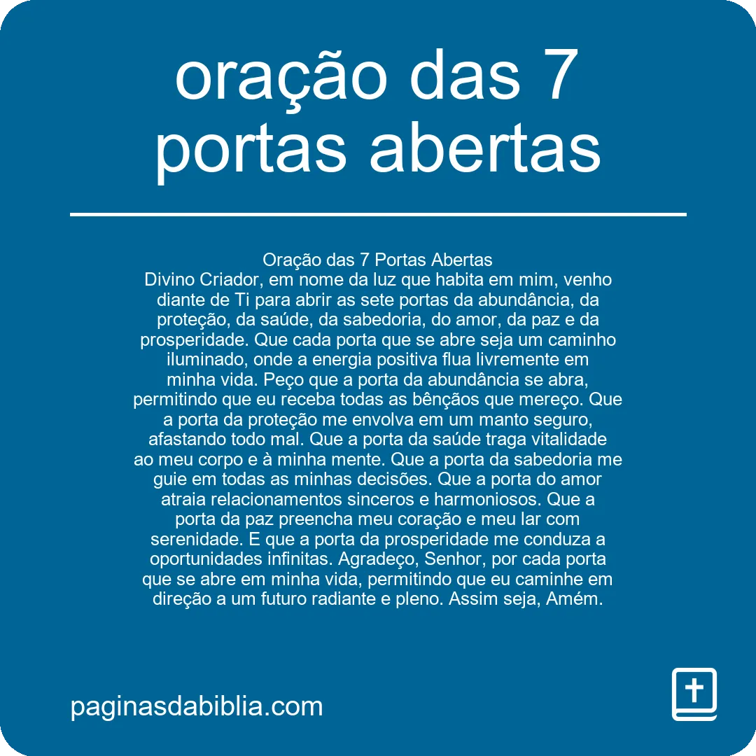 oração das 7 portas abertas