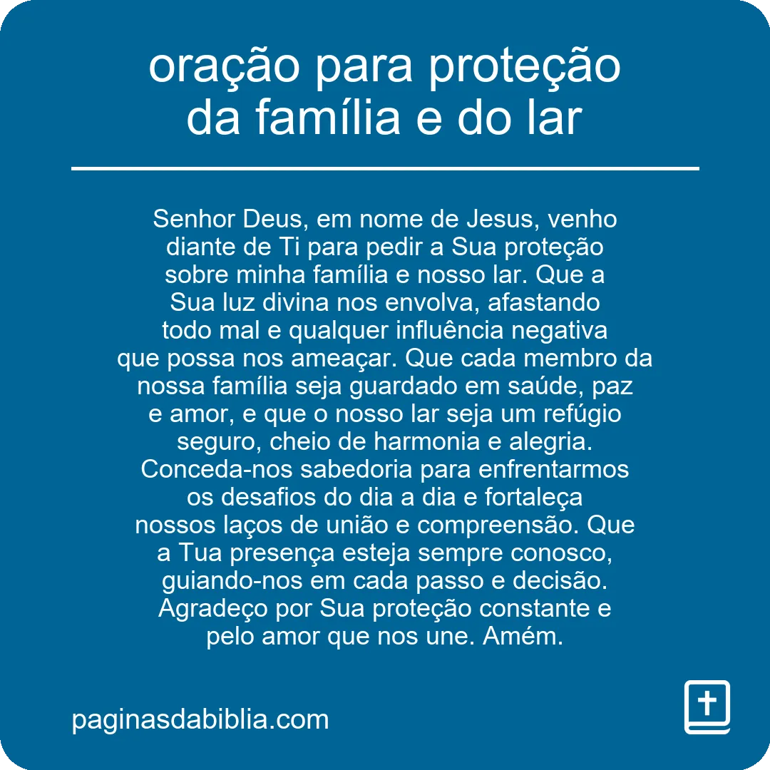 oração para proteção da família e do lar