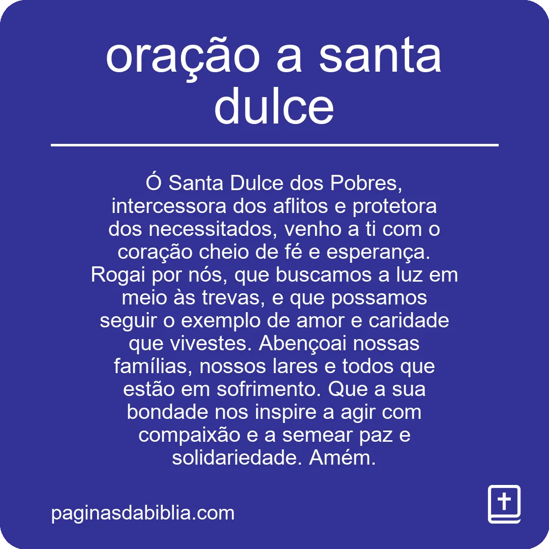 oração a santa dulce