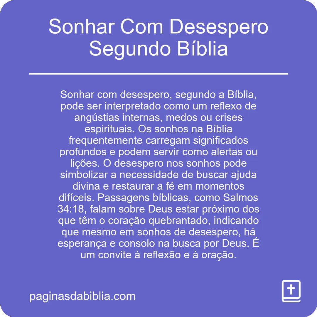 Sonhar Com Desespero Segundo Bíblia