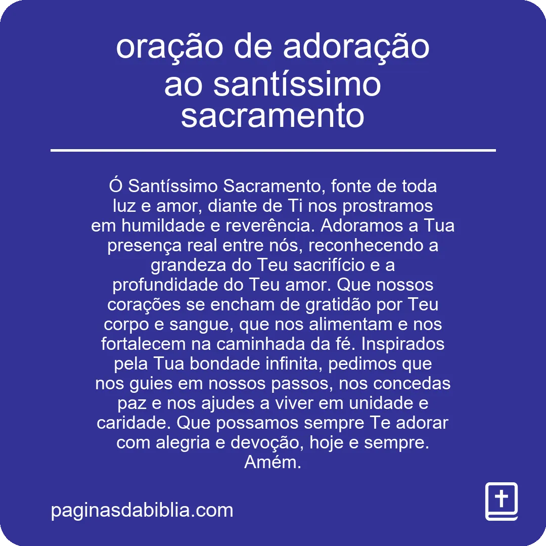 oração de adoração ao santíssimo sacramento