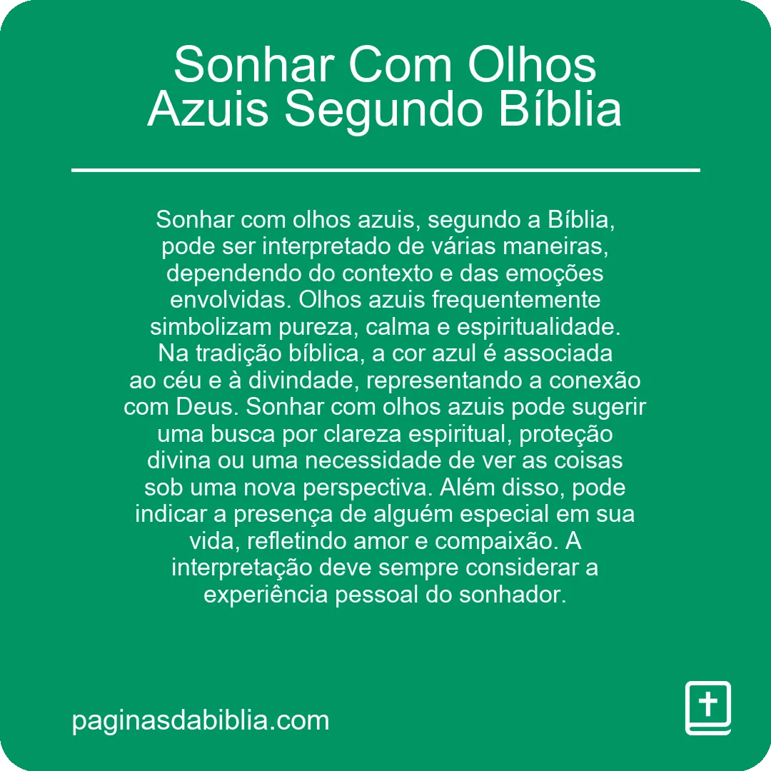 Sonhar Com Olhos Azuis Segundo Bíblia