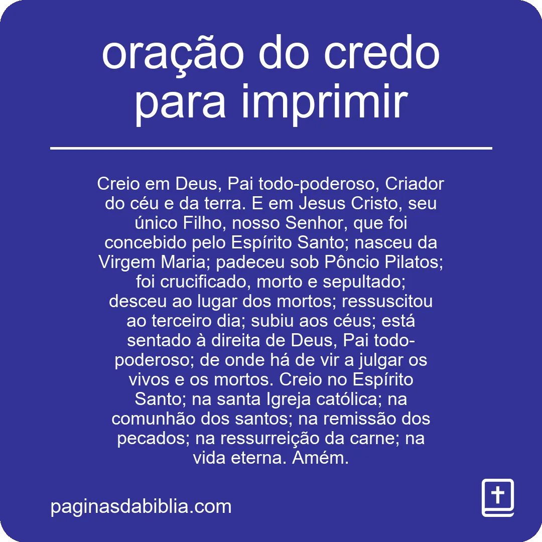 oração do credo para imprimir