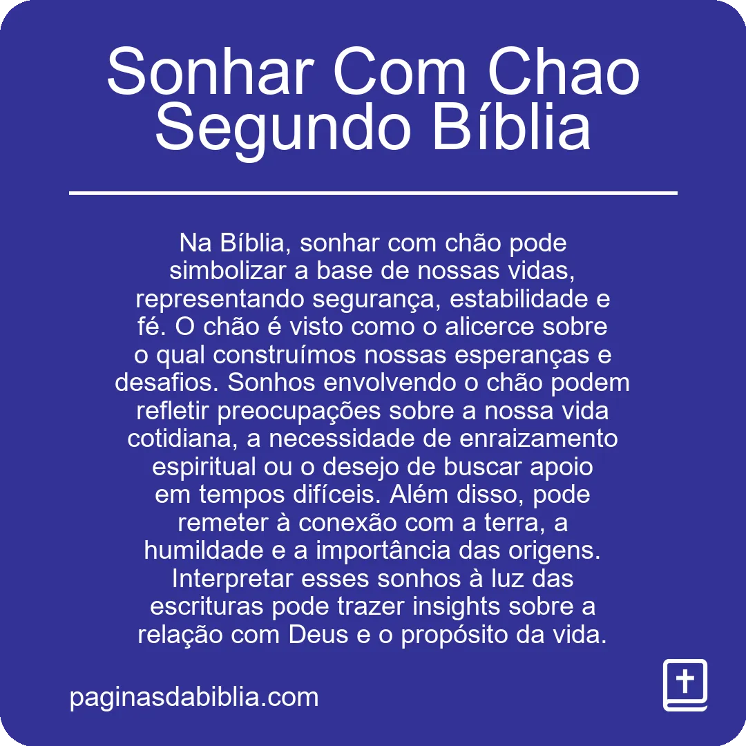 Sonhar Com Chao Segundo Bíblia