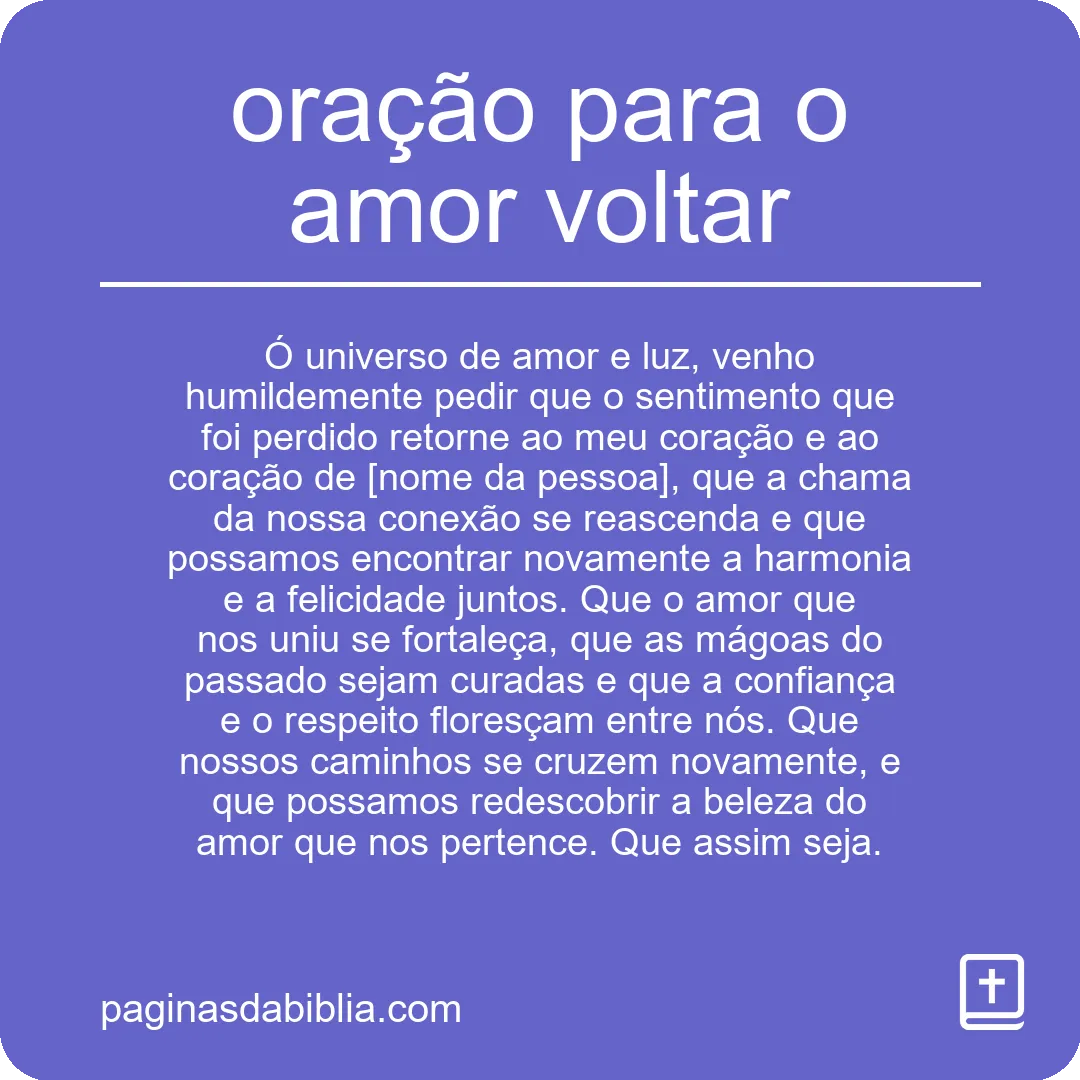 oração para o amor voltar