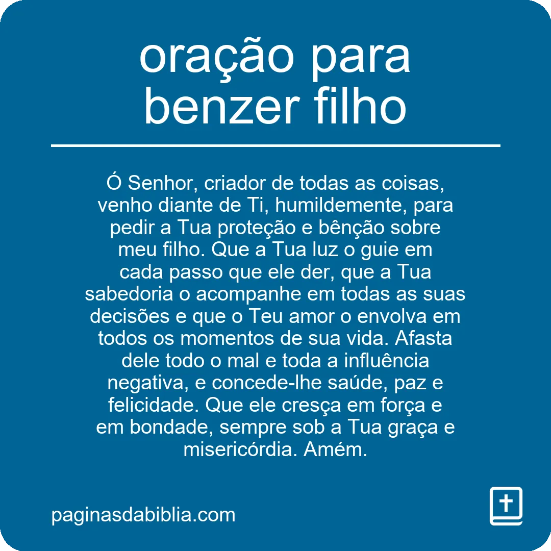 oração para benzer filho