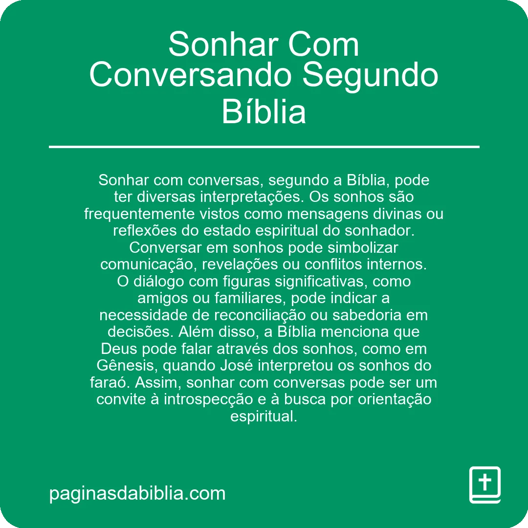 Sonhar Com Conversando Segundo Bíblia