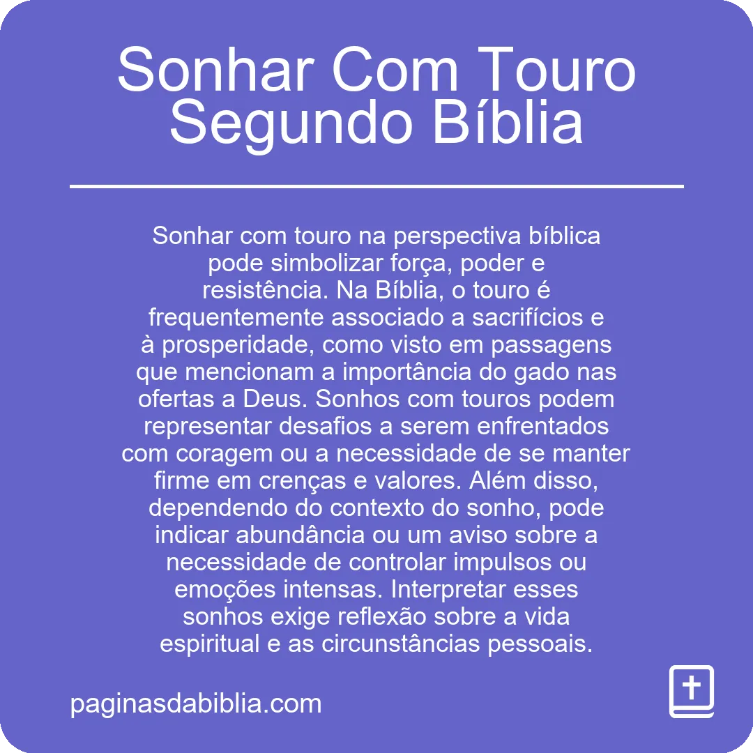 Sonhar Com Touro Segundo Bíblia