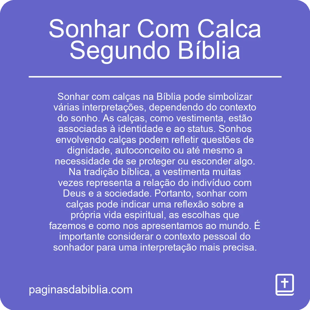 Sonhar Com Calca Segundo Bíblia