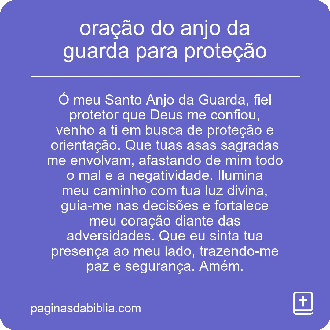 oração do anjo da guarda para proteção