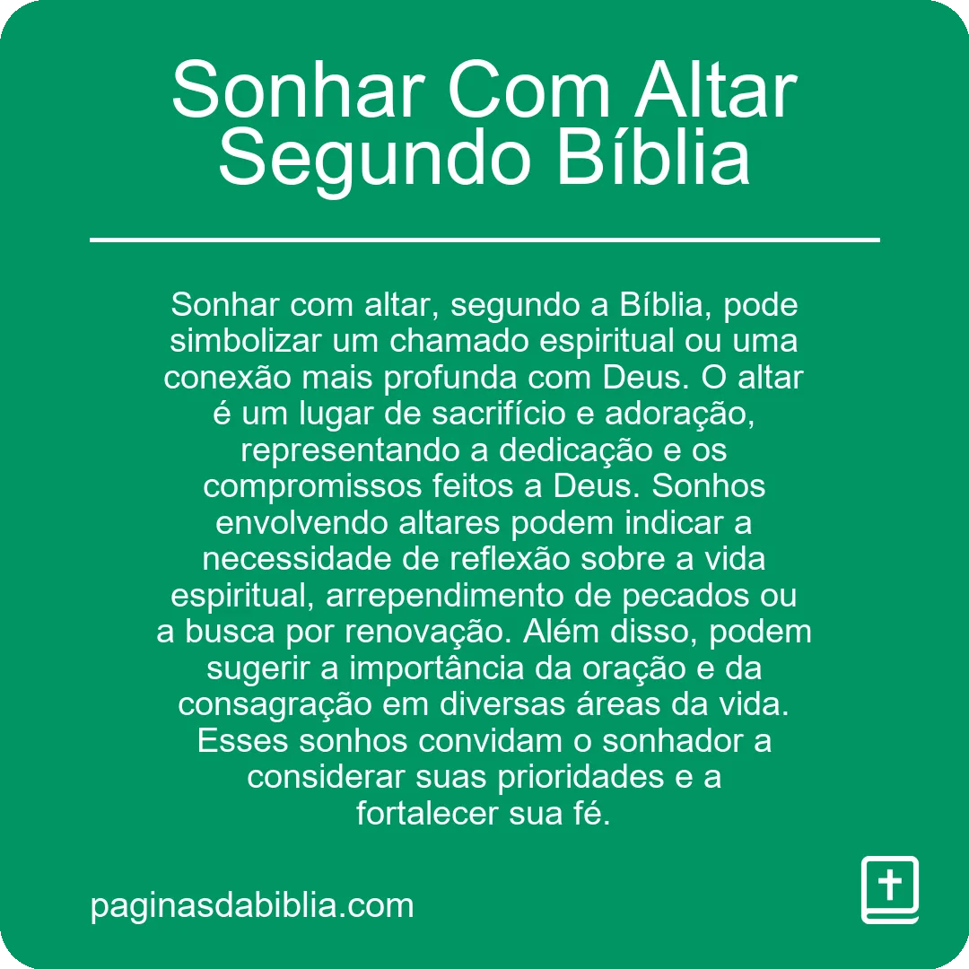 Sonhar Com Altar Segundo Bíblia