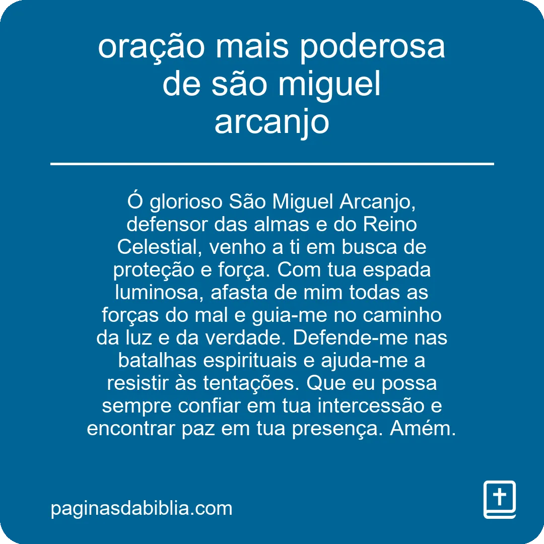 oração mais poderosa de são miguel arcanjo