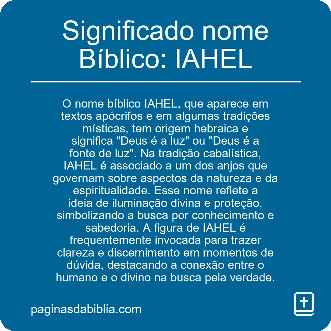 Significado nome Bíblico: IAHEL