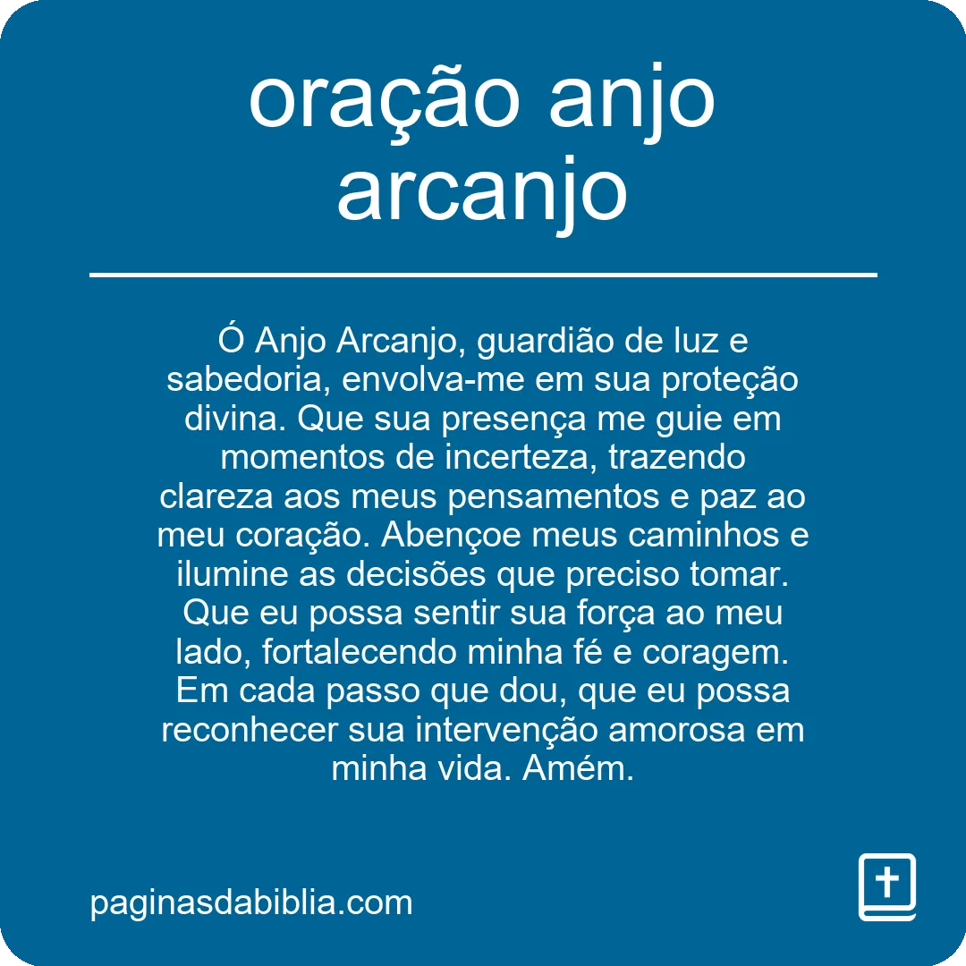 oração anjo arcanjo